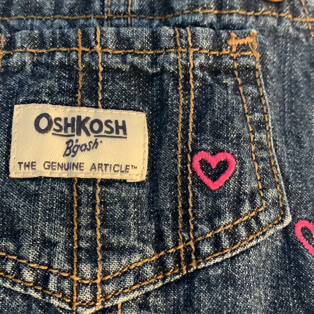 Osh Kosh ❤️ embroidered classic denim overalls snap inside leg EUC